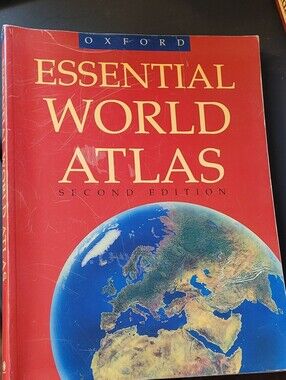 Oxford Essential World Atlas - Red and Blue Cover Vintage